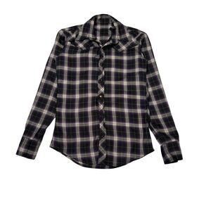 Junhashimoto Wrinkle Check Wool Blend Plaid Button Up Shirt Men's 2/Medium